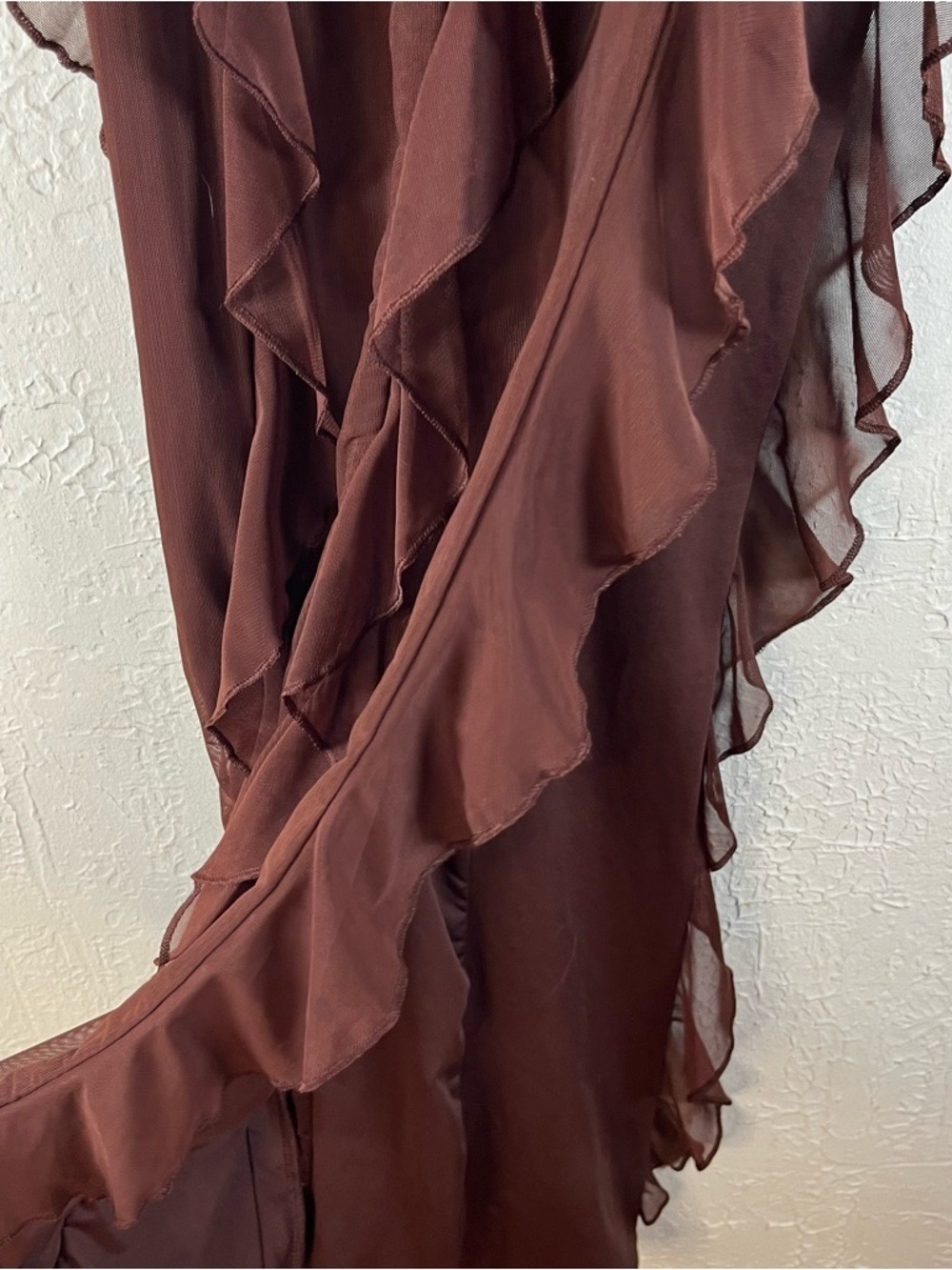 Oh Polly Nevali Bandeau Ruffle Detail Maxi Dress in Brown - Picture 9 of 15